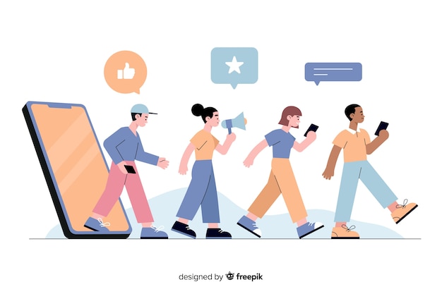 People following each other concept illustration