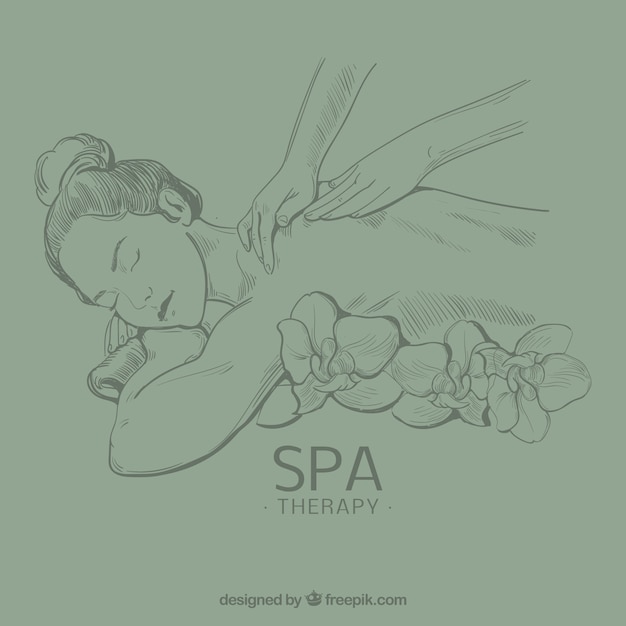 Free vector people getting spa treatment in hand drawn style