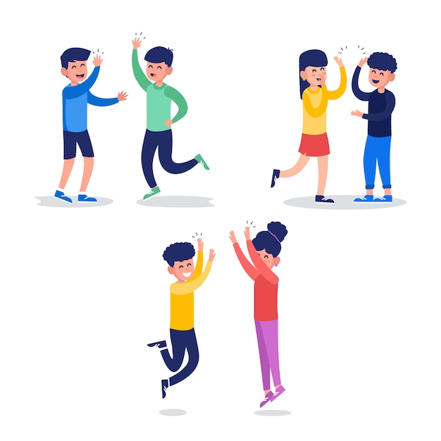 Free Vector people giving high five collection