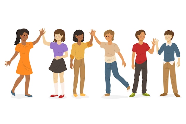 Free vector people giving high five illustration concept