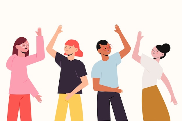 People giving high five illustration