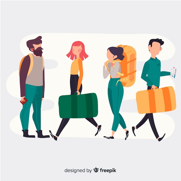 Free Vector people going on a trip collection