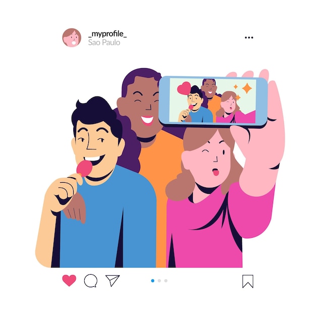 People group taking selfie together