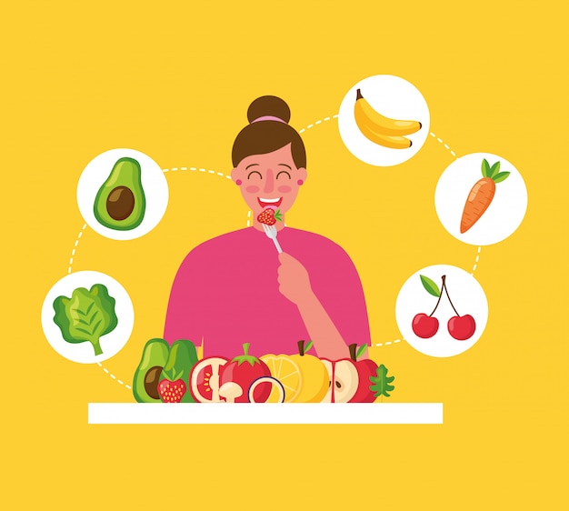 Free Vector people healthy food