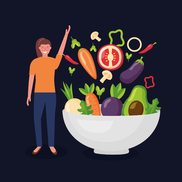 Free Vector people healthy food