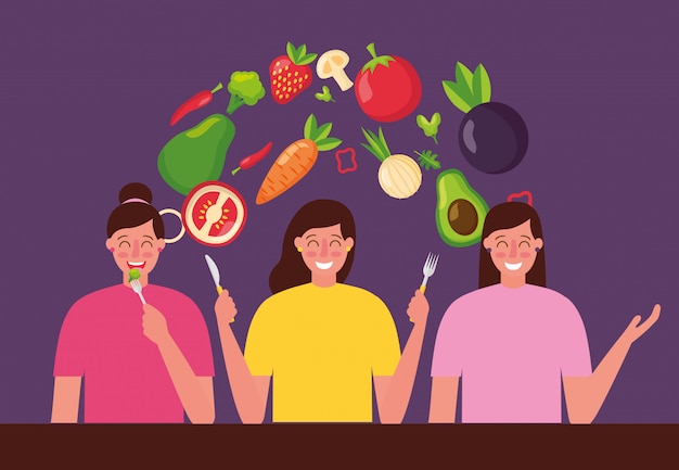 Free Vector people healthy food