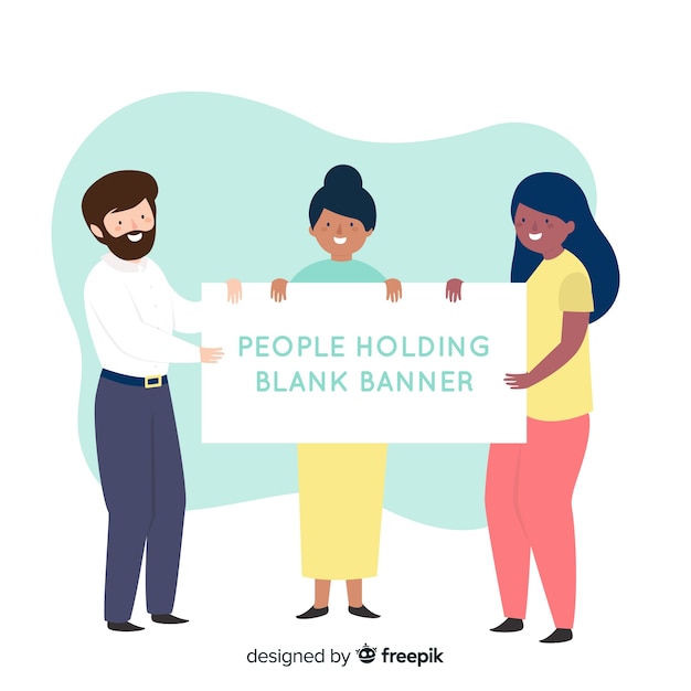 Free Vector people holding blank banner