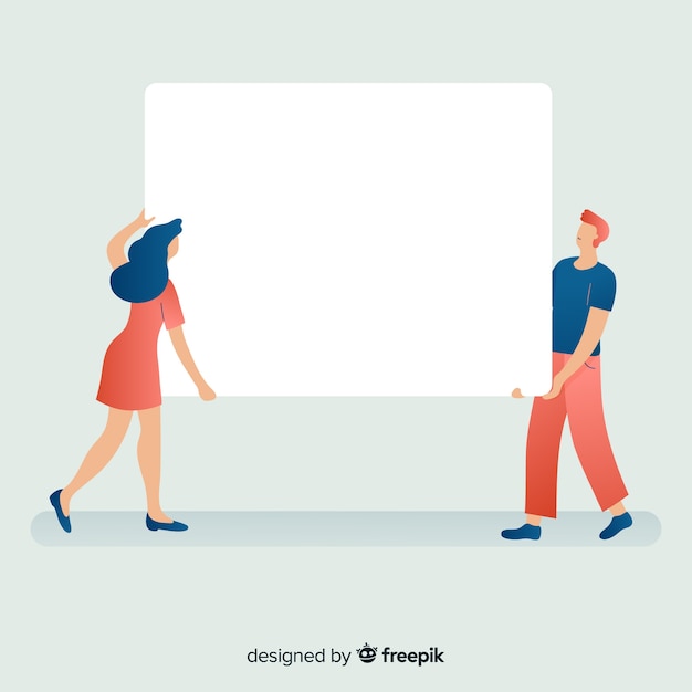 Free Vector people holding blank banner