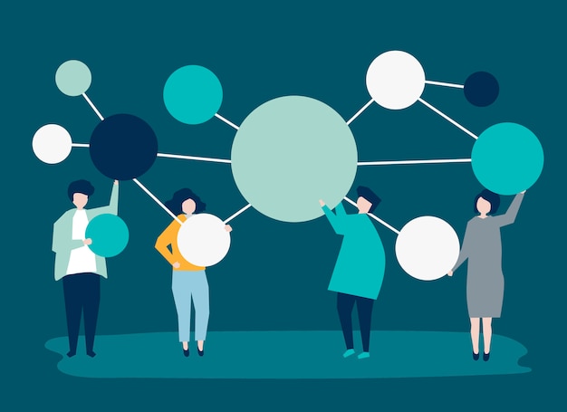 Free vector people holding connected copy space circle icons