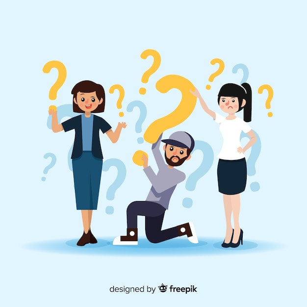 Free vector people holding question marks background