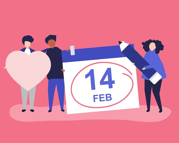 Free Vector people holding valentine's day concept 