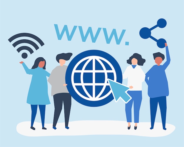 people holding world wide web icons