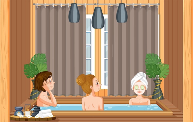 Free Vector people at hot tub spa