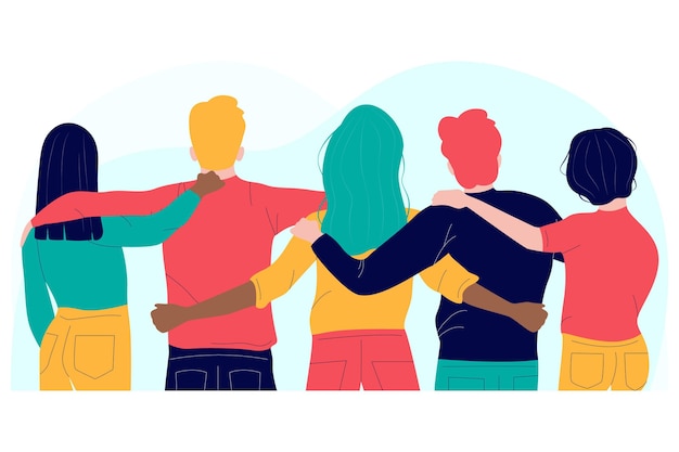 People hugging flat design