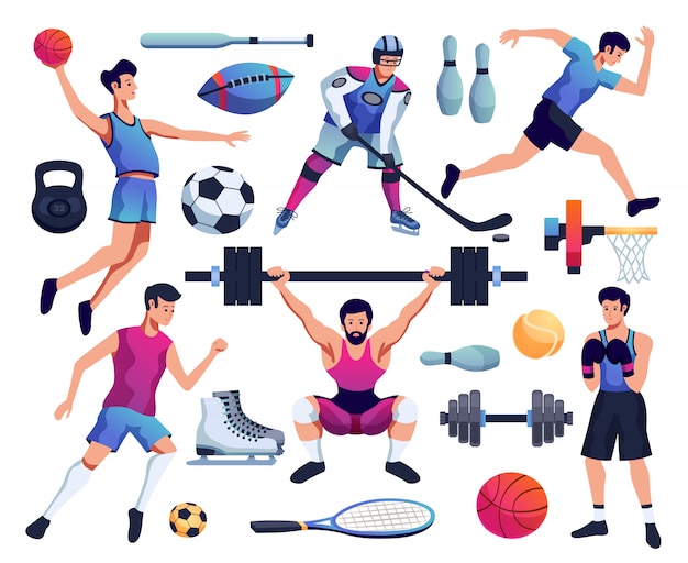 Free Vector people involved in sport set