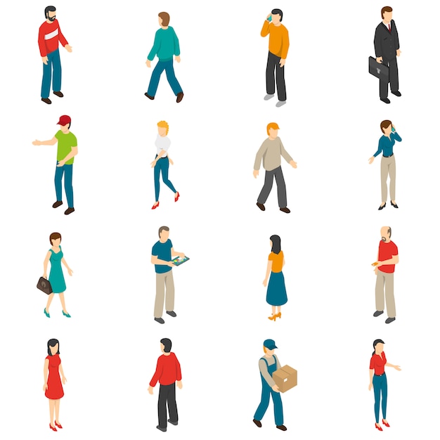 People Isometric Icons Set