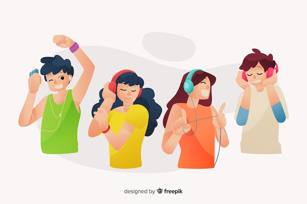 Free Vector people listening to music collection