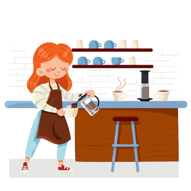 Free Vector people making different coffee methods