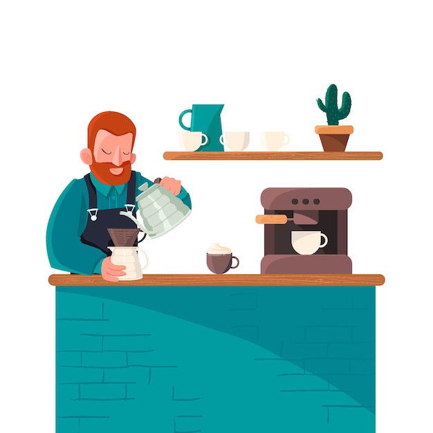 Free Vector people making different coffee methods