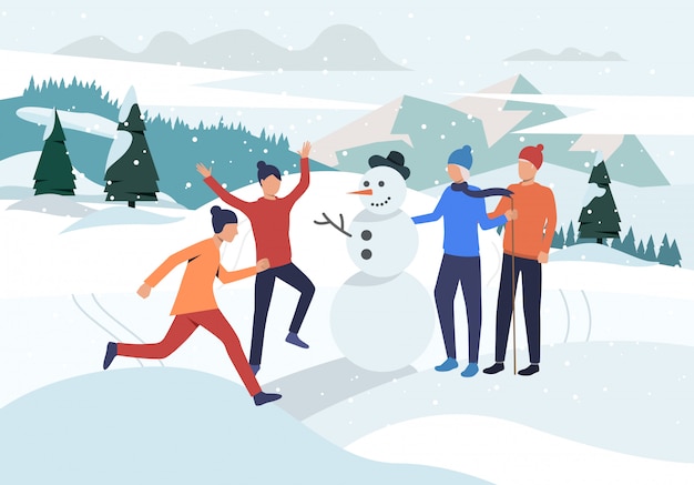 People making snowman landing page