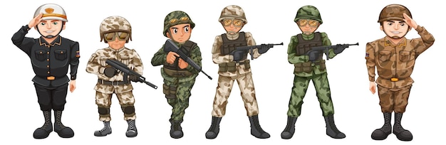 Free Vector people in military uniforms