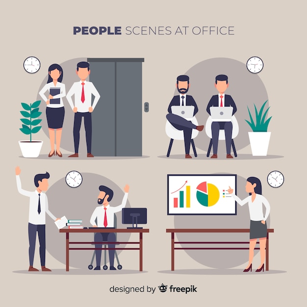 People at the office scenes set