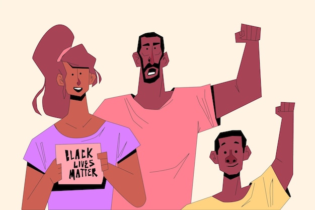 Free Vector people participating in black lives matter movement