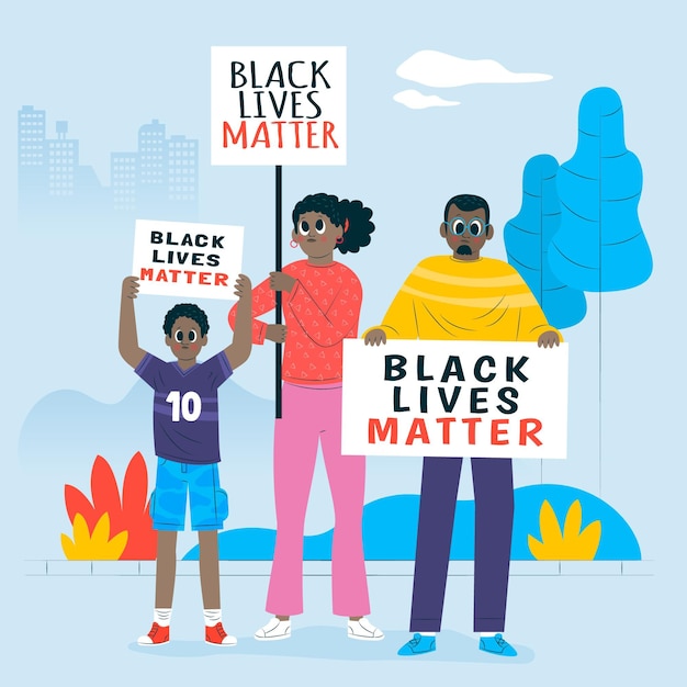 Free Vector people participating together in black lives matter movement