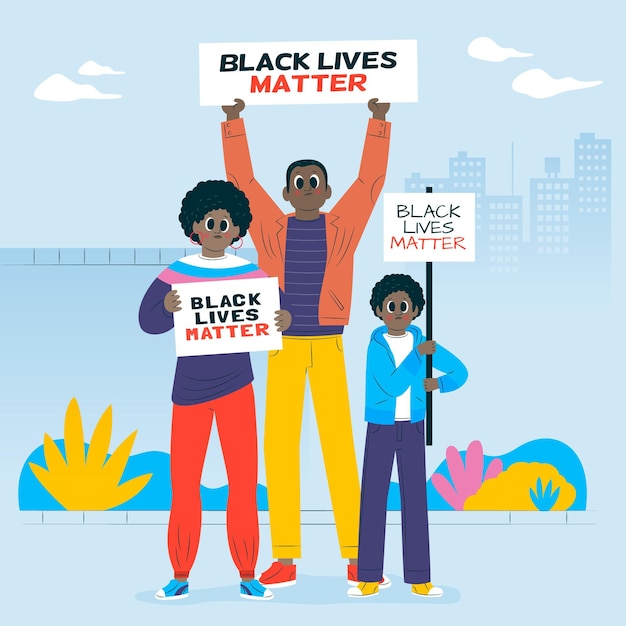 Free Vector people participating together in black lives matter strike