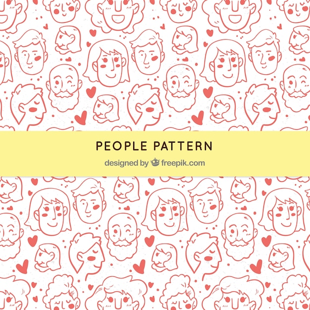 People pattern in hand drawn style