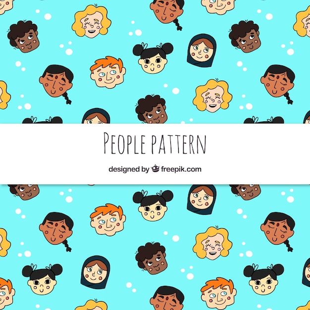 People pattern in hand drawn style