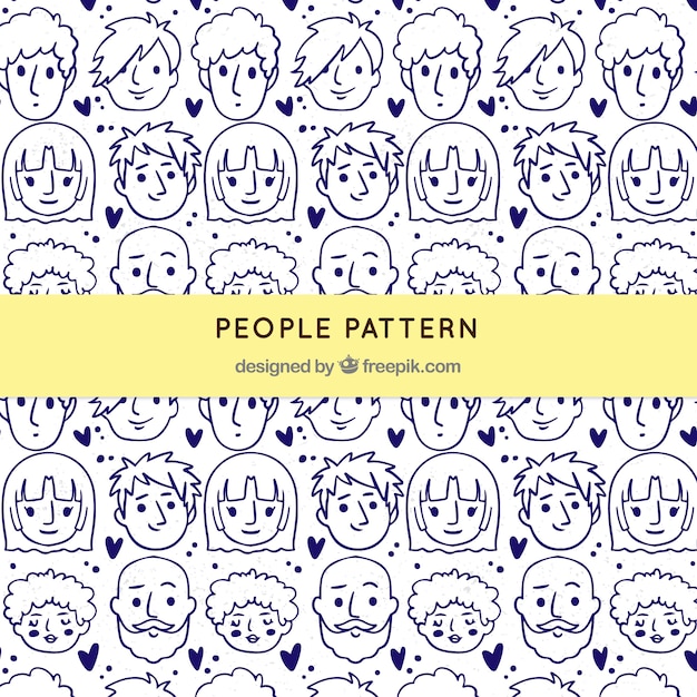 People pattern with hand drawn style