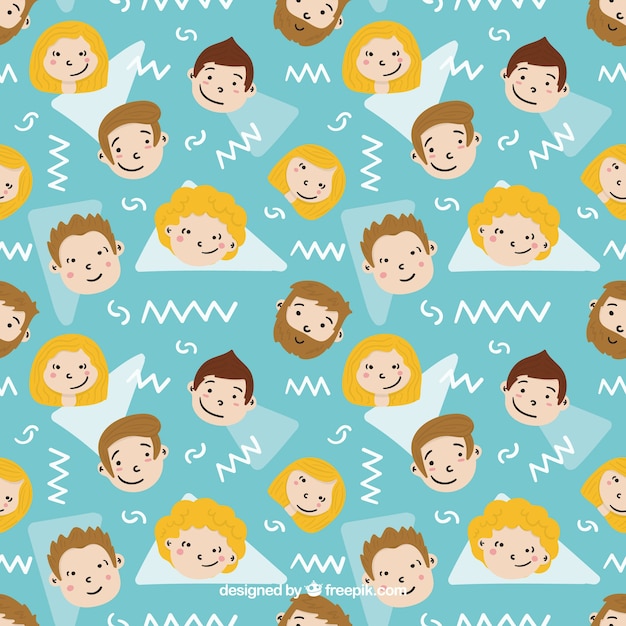 Free Vector people pattern with hand drawn style