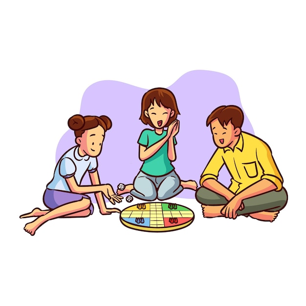 Free Vector people playing ludo game