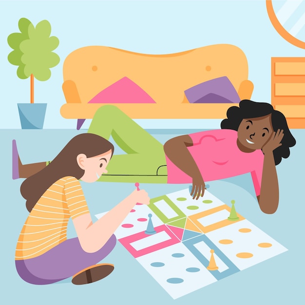 Free vector people playing ludo game