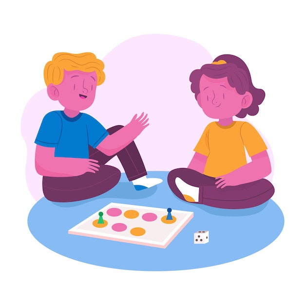 Free vector people playing ludo game