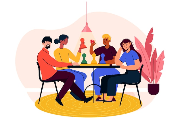 Free Vector people playing ludo game