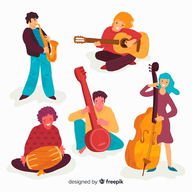 Free Vector people playing musical instruments