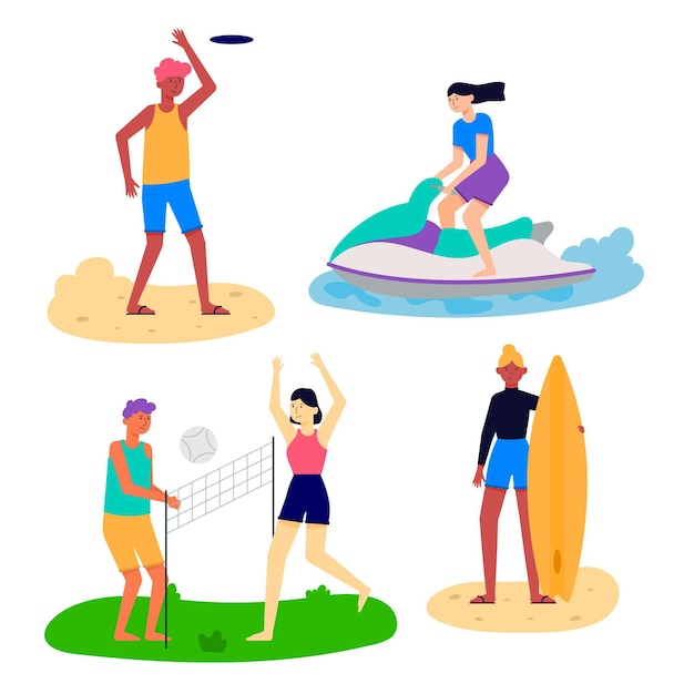 Free Vector people playing summer activities