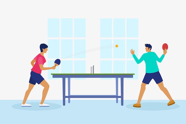 Free Vector people playing table tennis