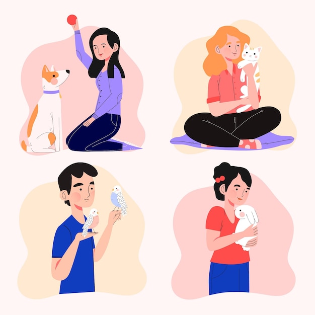 People playing with their pets design