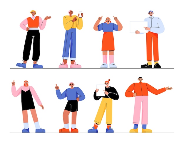 Free Vector people pointing finger flat vector illustration