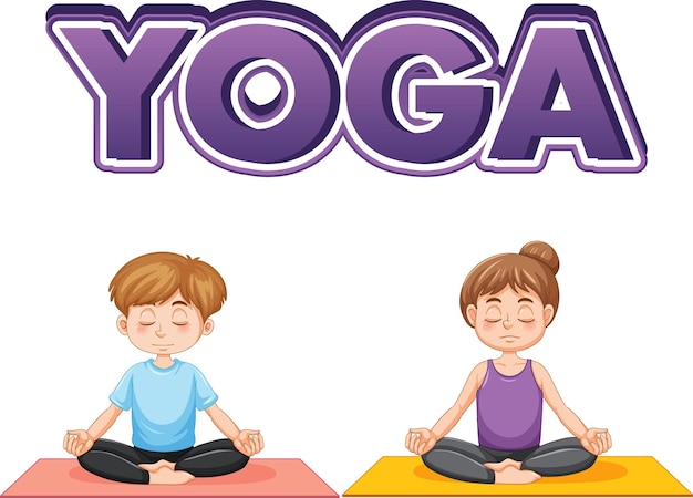 Free vector people practicing yoga with text