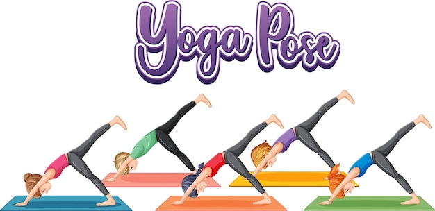 Free Vector people practicing yoga with text