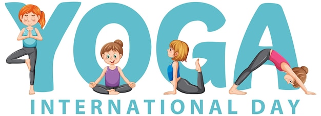 Free vector people practicing yoga with text