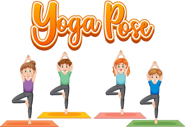 Free vector people practicing yoga with text