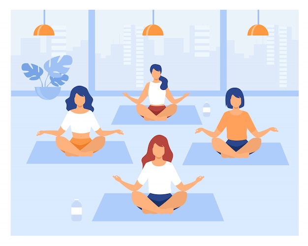 Free Vector people practicing yoga