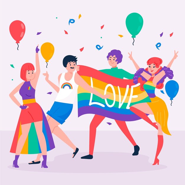 People on pride day celebrating theme