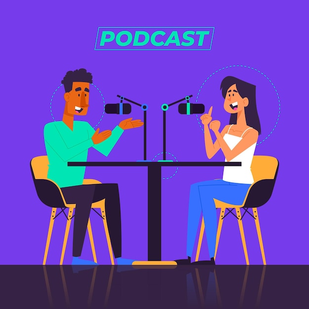 People recording podcast