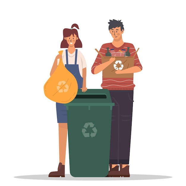 Free Vector people recycling concept